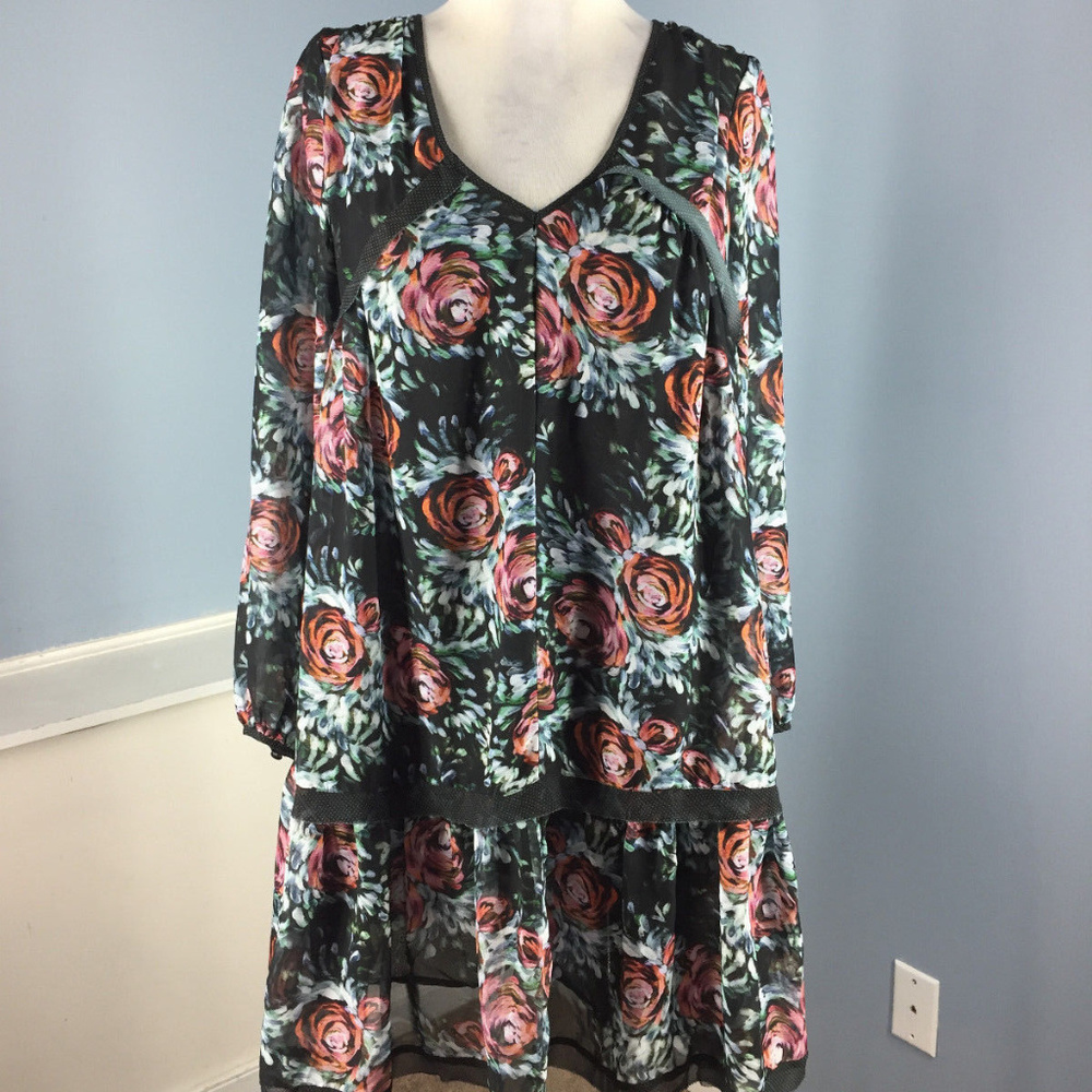 Maeve Anthropologie swing Trapeze dress XS S flora